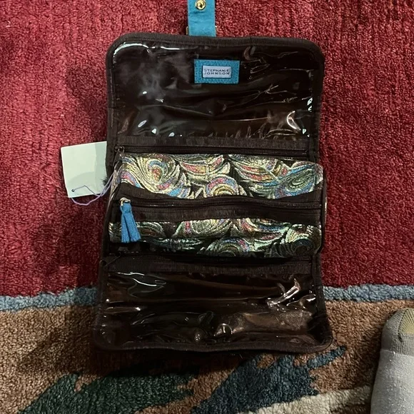 NWT STEPHANIE JOHNSON Brown Faux Fur Roll Up Cosmetic Make Up Bag - Picture 2 of 4